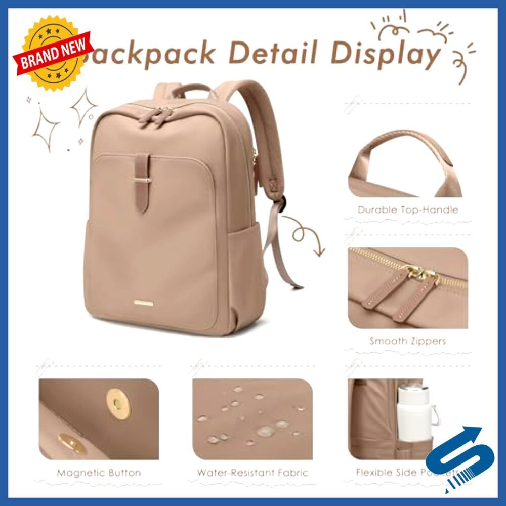 Laptop Backpack Casual Work Travel Business Chic Minimal Oversized 15.6 Inch - Picture 6 of 6